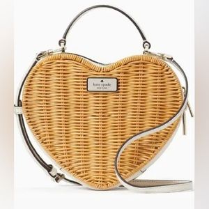 KATE SPADE Love Shack Heart Wicker Crossbody K7403 Rattan Hand Bag NWOT